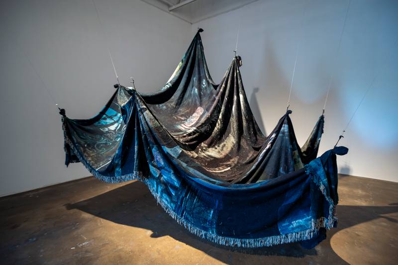 Noel W. Anderson, *In Defense of Black Leisure*, 2024. Four tapestries, sound, performance, Dimensions variable. Commissioned by the 15th Gwangju Biennale.