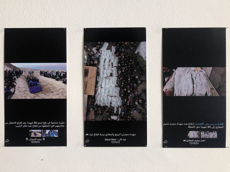 L to R: Mass grave in Rafah for about 80 martyrs after the occupation released the bodies it had kidnapped from the Gaza Strip during the war; Martyrs of the Al-Bureij and Al-Maghazi massacres in central Gaza; Urgent... Update: The number of martyrs in the Al-Maghazi massacre has risen to 80 so far.