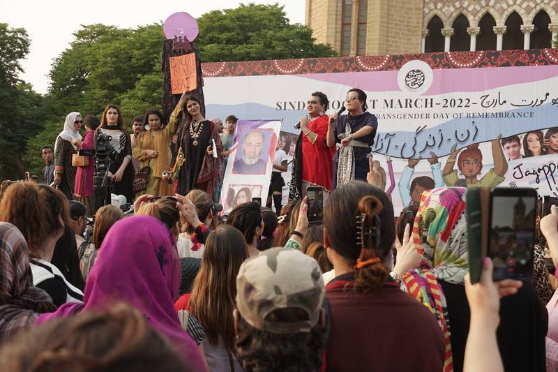 ‘Sindh Moorat March’, protest sign reading “Boycott Maria Beast”