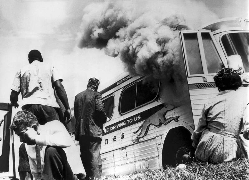 Freedom Riders outside of Anniston, Alabama taken by Joe Pastiglione