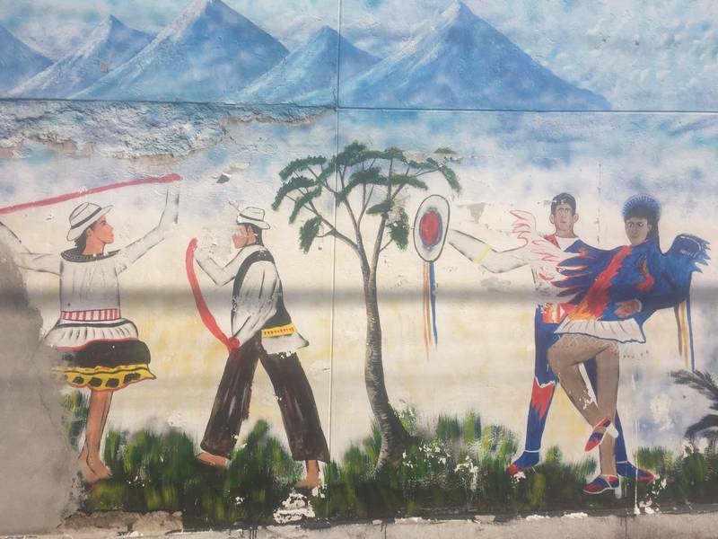 Mural painting on the exteriors of Colegio Mejía